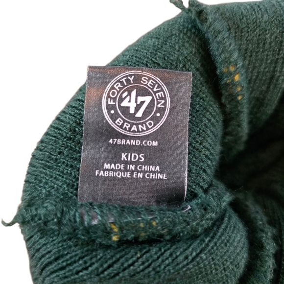 ๐ โ47 Brand NFL Kids Green Bay Packers Logo Striped Pom Pom Beanie ๐ - Picture 4 of 5